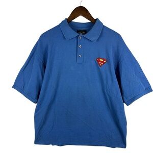 Vintage 1997 Superman Polo XL USA Made DC Comics Embroidered 90s